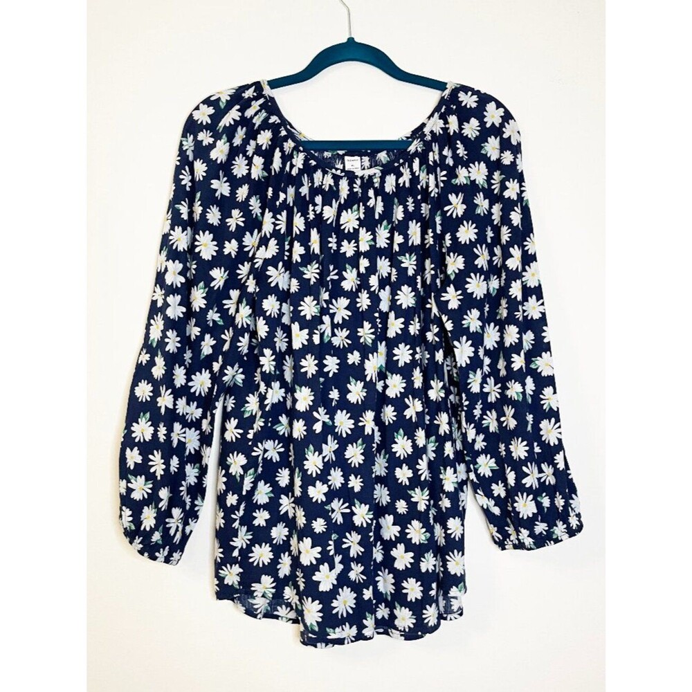 Old Navy Daisy Floral Peasant Blouse XL Cottagecore Boho Balloon Sleeve Top